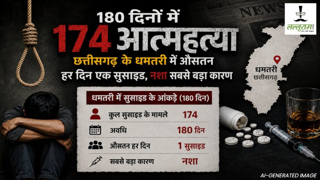 180 दिनों में 174 आत्महत्या : छत्तीसगढ़ के धमतरी में औसतन हर दिन एक सुसाइड, नशा सबसे बड़ा कारण - राष्ट्रवाणी - Chhattisgarh समाचार