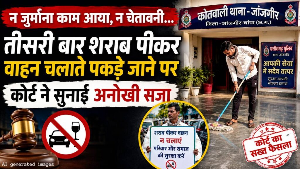 न जुर्माना काम आया, न चेतावनी… तीसरी बार शराब पीकर वाहन चलाते पकड़े जाने पर कोर्ट ने युवक को सुनाई अनोखी सजा - राष्ट्रवाणी - Chhattisgarh समाचार