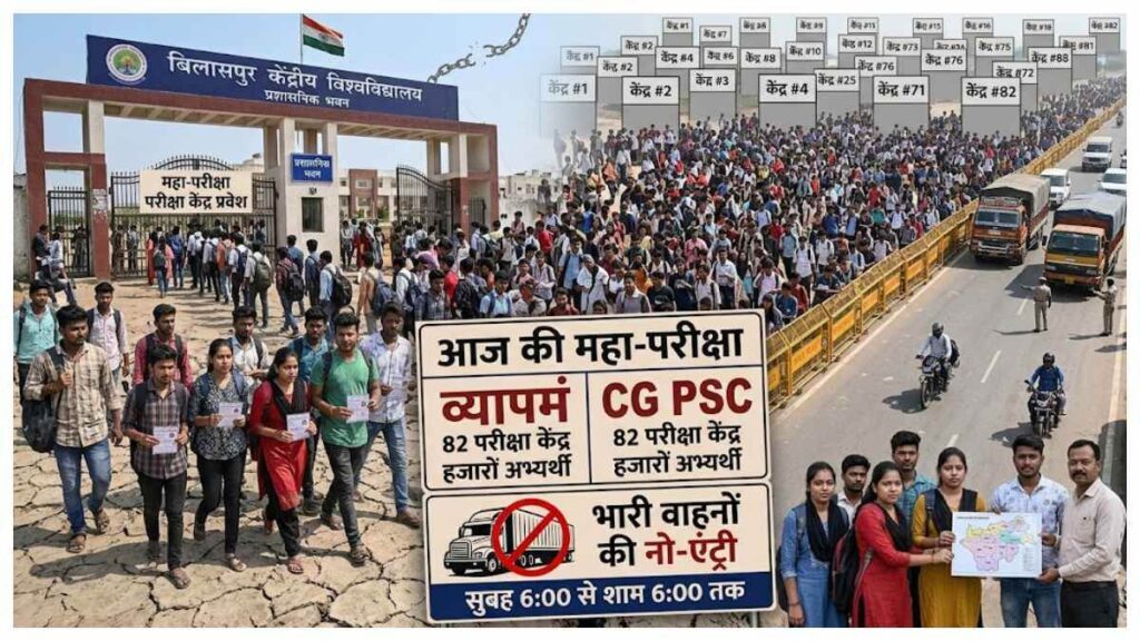 बिलासपुर में आज व्यापमं और पसक की बड़ी परीक्षा, 82 केंद्रों के बाहर पुलिस तैनात, रूट डायवर्जन लागू - राष्ट्रवाणी - Chhattisgarh समाचार बिलासपुर में आज व्यापमं और पसक की बड़ी परीक्षा, 82 केंद्रों के बाहर पुलिस तैनात, रूट डायवर्जन लागू - राष्ट्रवाणी - Chhattisgarh समाचार