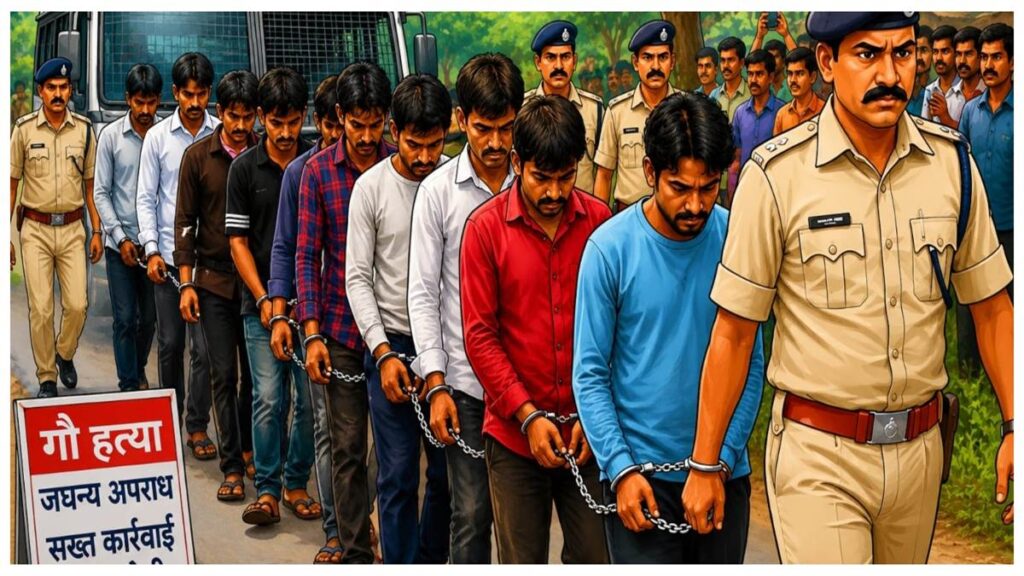 बछड़े की हत्या कर मांस बांटते दस आरोपी गिरफ्तार : कोतबा पुलिस ने मौके से 55 किलो मांस और हथियार किए जब्त - राष्ट्रवाणी - Chhattisgarh समाचार