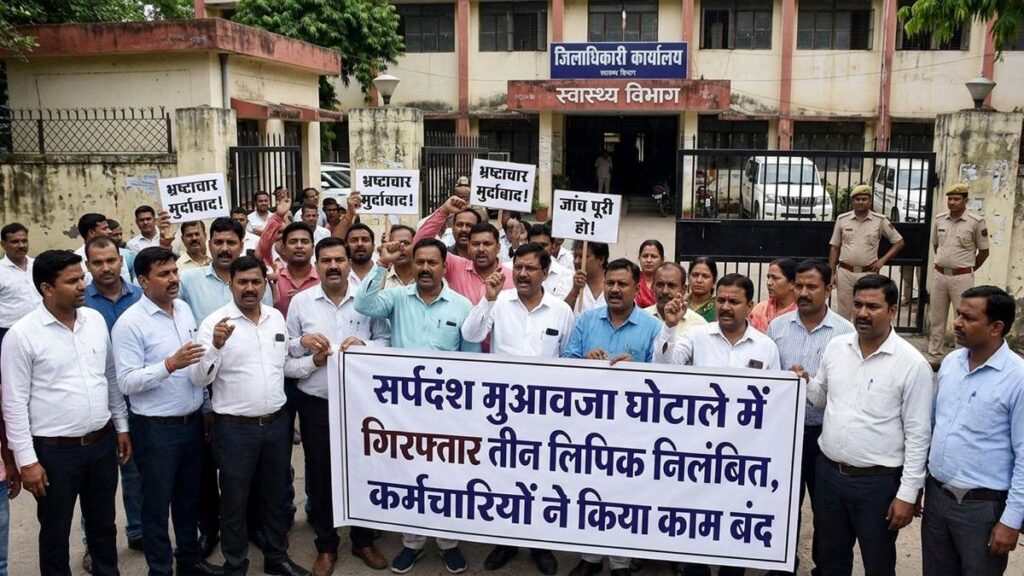 बिलासपुर में बहुचर्चित सर्पदंश मुआवजा घोटाले में गिरफ्तार तीन लिपिक निलंबित, कर्मचारियों ने किया काम बंद - राष्ट्रवाणी - Chhattisgarh समाचार बिलासपुर में बहुचर्चित सर्पदंश मुआवजा घोटाले में गिरफ्तार तीन लिपिक निलंबित, कर्मचारियों ने किया काम बंद - राष्ट्रवाणी - Chhattisgarh समाचार