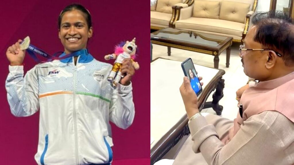 कॉमनवेल्थ गेम्स में छत्तीसगढ़ की बेटी ने लहराया परचम, रजत पदक विजेता ज्ञानेश्वरी यादव को मुख्यमंत्री साय ने वीडियो कॉल पर दी बधाई, कहा- “आपने देश और छत्तीसगढ़ का गौरव बढ़ाया है, आगे भी नई ऊंचाइयां हासिल करें” - राष्ट्रवाणी - Chhattisgarh समाचार