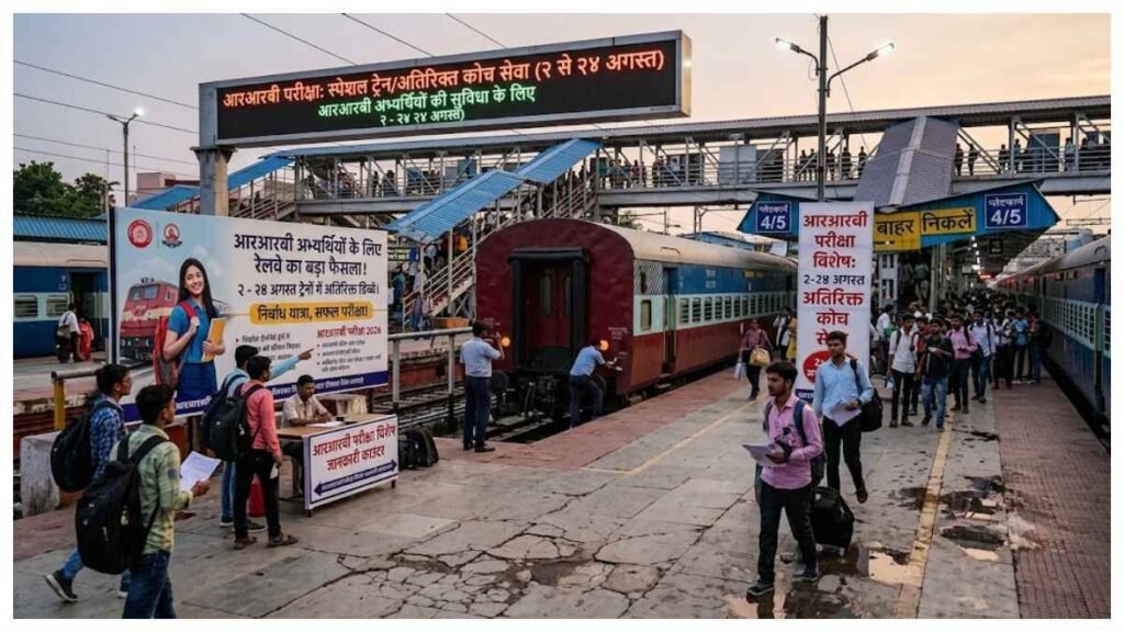 2 से 24 अगस्त तक ट्रेनों में लगेंगे एक्सट्रा डिब्बे! आरआरबी परीक्षा के लिए रेलवे का बड़ा फैसला - राष्ट्रवाणी - Chhattisgarh समाचार 2 से 24 अगस्त तक ट्रेनों में लगेंगे एक्सट्रा डिब्बे! आरआरबी परीक्षा के लिए रेलवे का बड़ा फैसला - राष्ट्रवाणी - Chhattisgarh समाचार