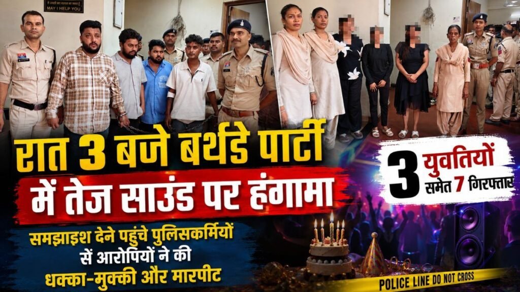रात 3 बजे बर्थडे पार्टी में तेज साउंड पर हंगामा, समझाइश देने पहुंचे पुलिसकर्मियों से आरोपियों ने की धक्का-मुक्की और मारपीट, 3 युवतियों समेत 7 गिरफ्तार - राष्ट्रवाणी - Chhattisgarh समाचार