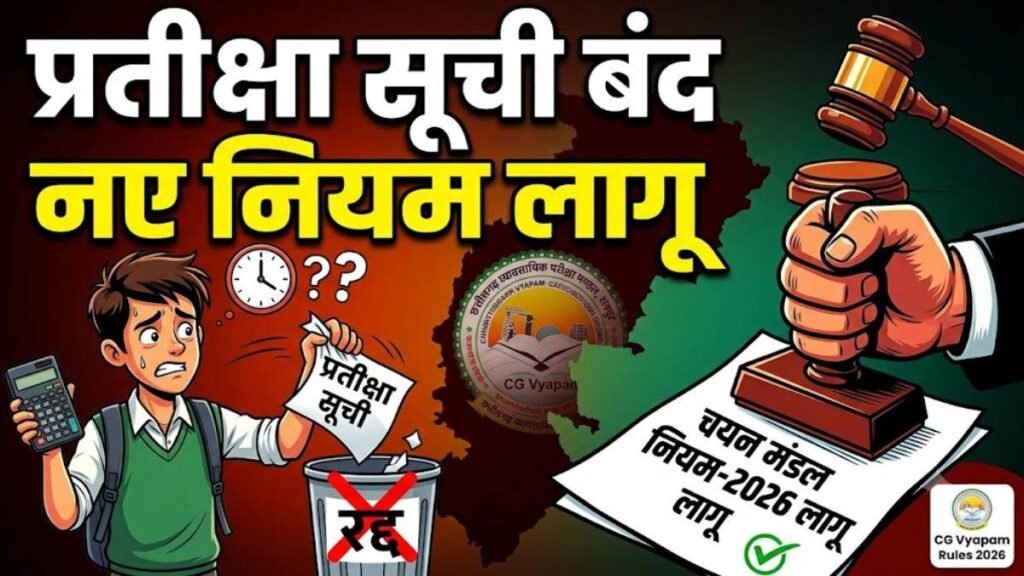 कग वयापाम Rules: छत्तीसगढ़ कर्मचारी चयन मंडल नियम-2026 लागू, अब नहीं जारी होगी प्रतीक्षा सूची - राष्ट्रवाणी - Chhattisgarh समाचार