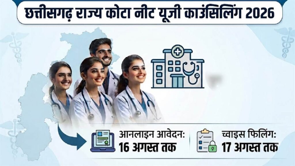 राज्य कोटा नीट यूजी काउंसिलिंग नौ से, प्रदेश के 21 मेडिकल कालेजों में होंगे प्रवेश, जानें फीस और प्रक्रिया - राष्ट्रवाणी - Chhattisgarh समाचार राज्य कोटा नीट यूजी काउंसिलिंग नौ से, प्रदेश के 21 मेडिकल कालेजों में होंगे प्रवेश, जानें फीस और प्रक्रिया - राष्ट्रवाणी - Chhattisgarh समाचार