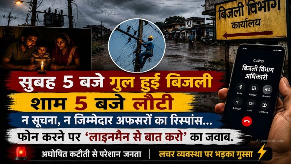सुबह 5 बजे गुल हुई बिजली, शाम 5 बजे लौटी: बिजली विभाग की लचर व्यवस्था पर फूटा लोगों का गुस्सा… न सूचना न अफसरों का रिस्पांस - राष्ट्रवाणी - Chhattisgarh समाचार सुबह 5 बजे गुल हुई बिजली, शाम 5 बजे लौटी: बिजली विभाग की लचर व्यवस्था पर फूटा लोगों का गुस्सा… न सूचना न अफसरों का रिस्पांस - राष्ट्रवाणी - Chhattisgarh समाचार