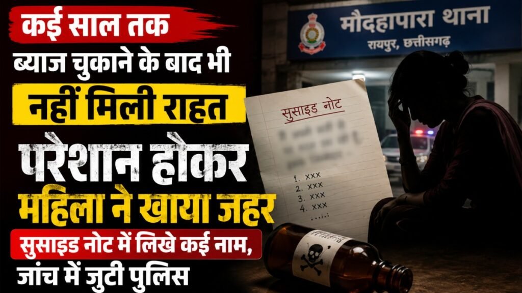 कई साल तक ब्याज चुकाने के बाद भी नहीं मिली राहत, परेशान होकर महिला ने खाया जहर, सुसाइड नोट में लिखे कई नाम, जांच में जुटी पुलिस - राष्ट्रवाणी - Chhattisgarh समाचार