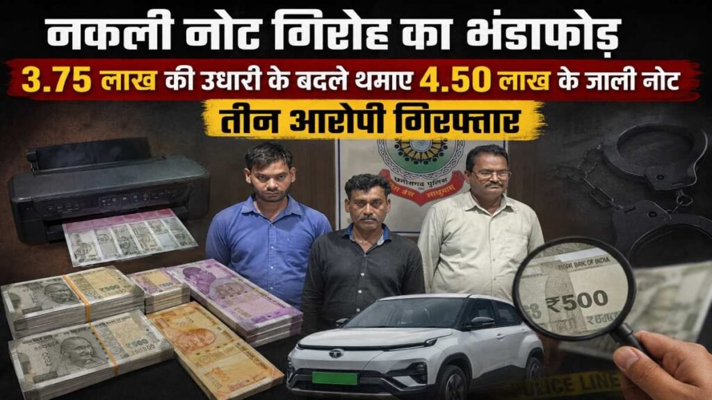 नकली नोट गिरोह का भंडाफोड़ : 3.75 लाख की उधारी के बदले थमाए 4.50 लाख के जाली नोट, तीन आरोपी गिरफ्तार, 12.50 लाख की नकली करेंसी बरामद - राष्ट्रवाणी - Chhattisgarh समाचार