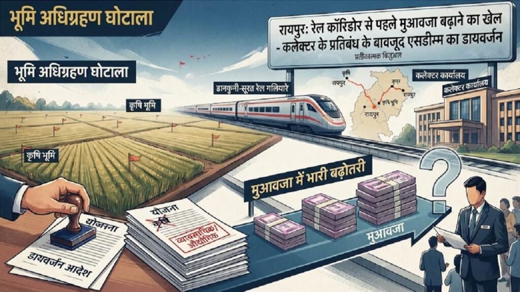 डानकुनी-सूरत इकॉनामिक कॉरिडोर: कृषि भूमि को औद्योगिक कर रचा 40 गुना मुआवजे का खेल, रोक के बाद भी जमीनों के डायवर्जन - राष्ट्रवाणी - Chhattisgarh समाचार डानकुनी-सूरत इकॉनामिक कॉरिडोर: कृषि भूमि को औद्योगिक कर रचा 40 गुना मुआवजे का खेल, रोक के बाद भी जमीनों के डायवर्जन - राष्ट्रवाणी - Chhattisgarh समाचार