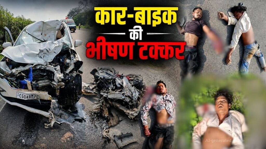 कग अककिदेनत News: कार और बाइक में जोरदार भिड़ंत, 2 की मौके पर मौत, 3 गंभीर रूप से घायल - राष्ट्रवाणी - Chhattisgarh समाचार