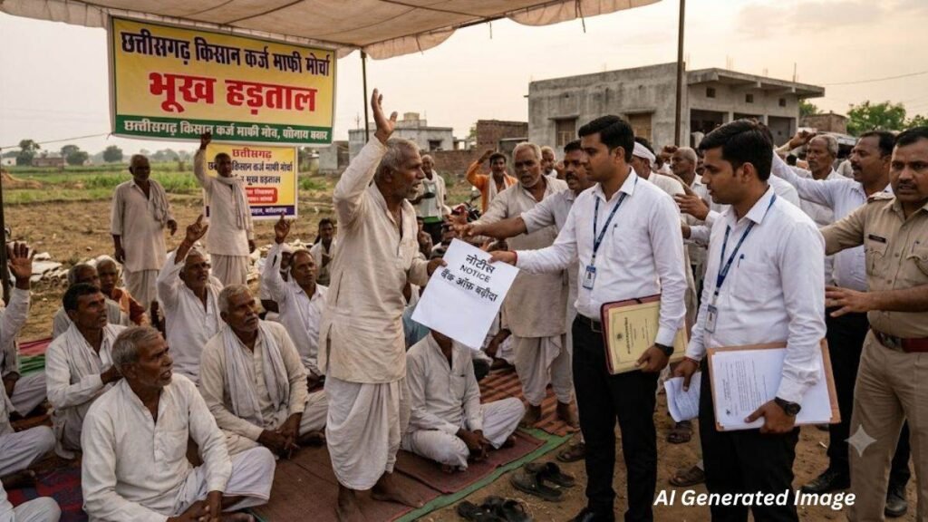 छत्तीसगढ़ में कर्ज माफी सहित अन्य मांगों को लेकर भूख हड़ताल कर रहे किसानों के बीच नोटिस लेकर पहुंचे बैंक कर्मी, हुआ बवाल – राष्ट्रवाणी छत्तीसगढ़ में कर्ज माफी सहित अन्य मांगों को लेकर भूख हड़ताल कर रहे किसानों के बीच नोटिस लेकर पहुंचे बैंक कर्मी, हुआ बवाल – राष्ट्रवाणी