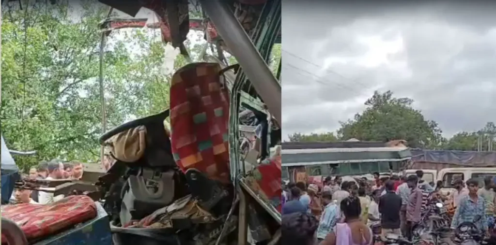रायगढ़ में बस और ट्रक की जोरदार भिड़ंत, 20 से 30 यात्री घायल, ड्राइवर गंभीर—जानें पूरा मामला – राष्ट्रवाणी रायगढ़ में बस और ट्रक की जोरदार भिड़ंत, 20 से 30 यात्री घायल, ड्राइवर गंभीर—जानें पूरा मामला – राष्ट्रवाणी