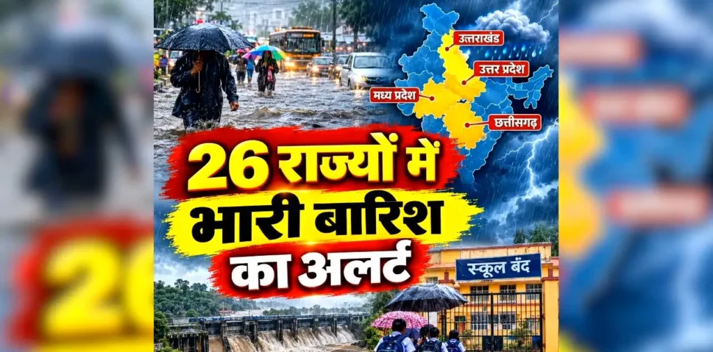 Heavy Rain Alert in India Today: छत्तीसगढ़-मध्यप्रदेश से UP तक होगी आफत की बारिश! 20 से ज्यादा राज्यों में आंधी-तूफान का अलर्ट, कई राज्यों में स्कूल, कॉलेज और आंगनबाड़ी बंद – राष्ट्रवाणी Heavy Rain Alert in India Today: छत्तीसगढ़-मध्यप्रदेश से UP तक होगी आफत की बारिश! 20 से ज्यादा राज्यों में आंधी-तूफान का अलर्ट, कई राज्यों में स्कूल, कॉलेज और आंगनबाड़ी बंद – राष्ट्रवाणी