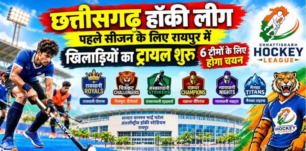 छत्तीसगढ़ हॉकी लीग के पहले सीजन के लिए रायपुर में ट्रायल शुरू, 6 टीमों के लिए 108 खिलाड़ियों का होगा चयन – राष्ट्रवाणी