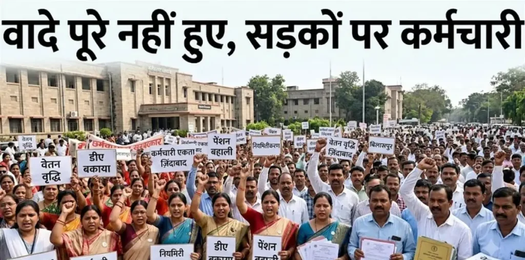 बिलासपुर में कर्मचारियों का हल्लाबोल, DA-एरियर्स और नियमितीकरण समेत मांगों को लेकर धरना-प्रदर्शन – राष्ट्रवाणी